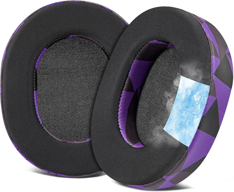 SOULWIT Cooling-Gel Earpads Replacement for SteelSeries Arctis 1/3/5/Arctis 7/7+/7P/7P+/7X/7X+/9/9X/Pro/Prime(Do Not Fit Any Arctis Nova) Headset, Ear Pads Cushions with Ice Silk Fabric - Purple Black