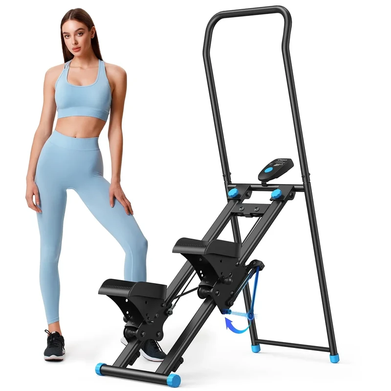 MERACH Stair Stepper for Home Gym Exercise, New Version Vertical Climber Machine for Full-Body Workout, Compact Folding Cardio Exercise Climber with Extended Step Range, Adjustable Handlebar & Pedals