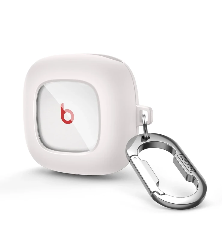 SURITCH Case Compatible with Beats Fit Pro Earbuds, Magnetic Locking Cases for Beats Fit Pro Charging Case 2021, Shockproof Bumper Protective Covers with Carabiner & Keyring & Cleaner Kit, White