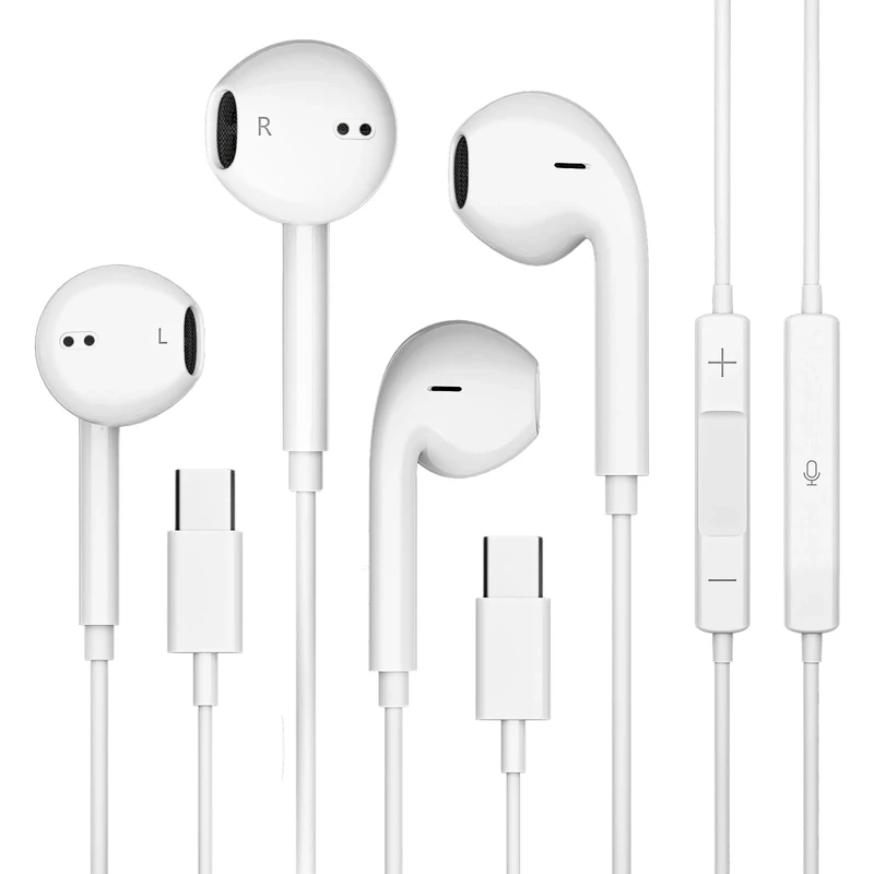 JYCHEYI 2-Pack USB-C Wired Earbuds for iPhone 15/16/17, iPad, MacBook