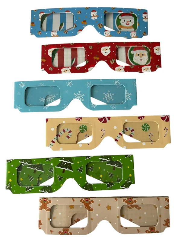 LEVANDA Christmas 3D Glasses 6 Pack - Snowflake, Candy Cane, Santa