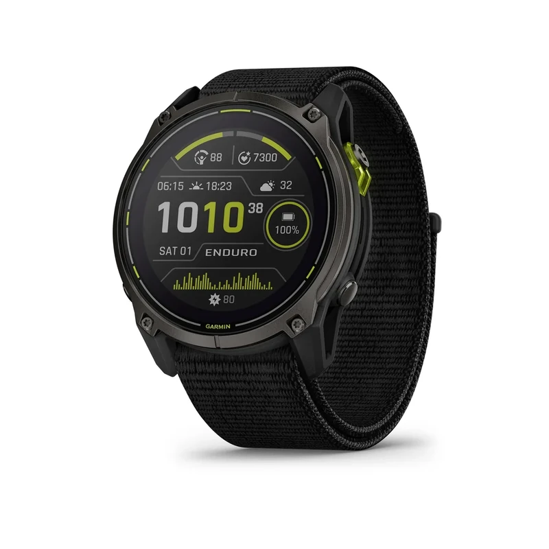 Garmin Enduro™ 3 – 51 mm, Solar, Sapphire, Ultraperformance GPS Smartwatch, Extreme Battery Life, Detailed Mapping, Built-in LED Flashlight, Carbon Gray DLC Titanium with Black UltraFit Nylon Strap