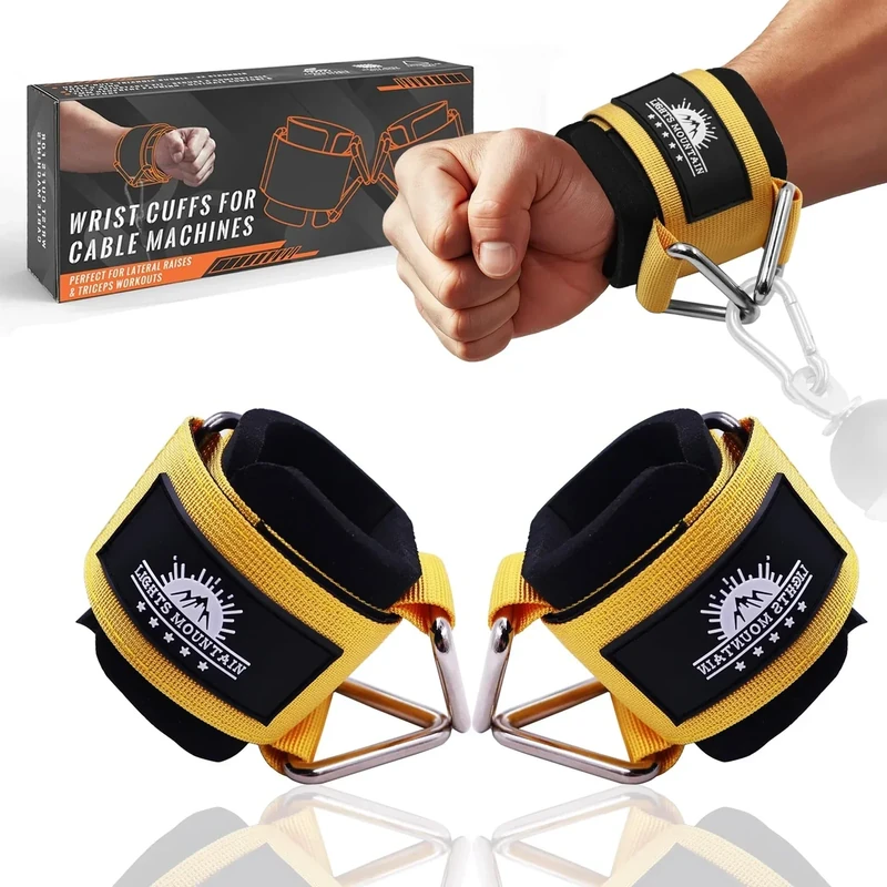 Lights Mountain 1 Pair Adjustable Wrist Cuffs Neoprene Padded Straps for Cable Machines Strength Training Equipment