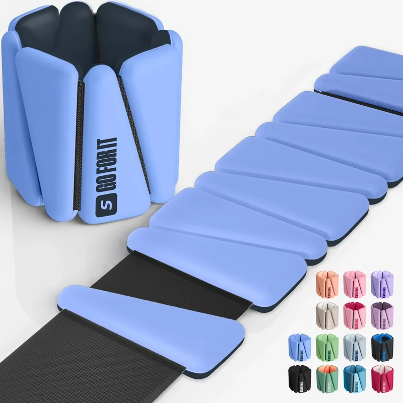 SPORTBIT Wrist and Ankle Weights for Women - Set of 2 (1lb Each) Wearable Ankle & Wrist Weights - Leg & Arm Bands, Silicone Weighted Bracelets for Workout, Walking, Running, Yoga, Pilates