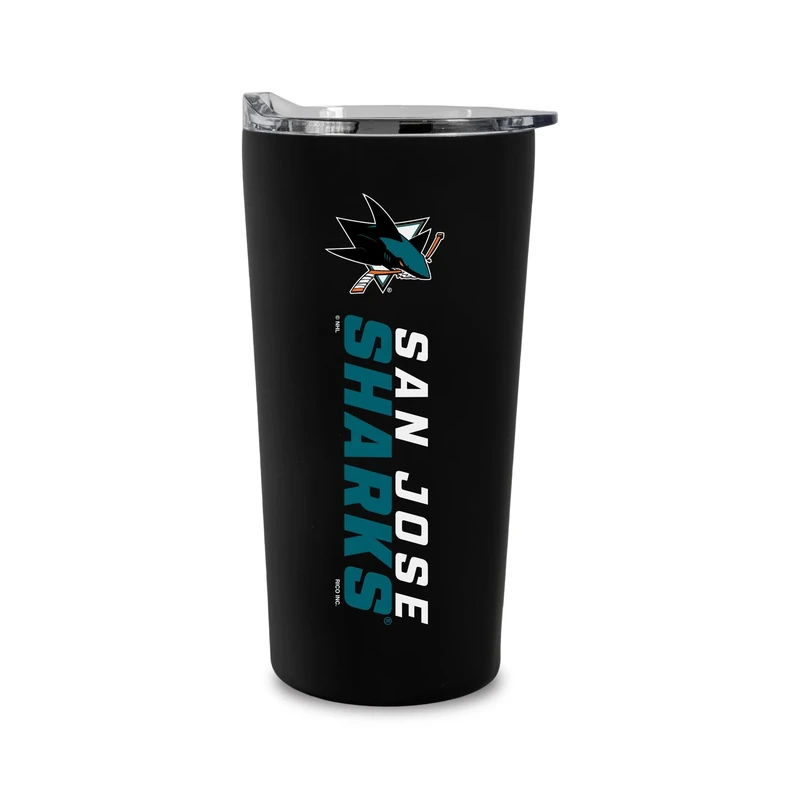 Rico Industries NHL Hockey San Jose Sharks 18oz Soft Touch, Easy Grip Tumbler