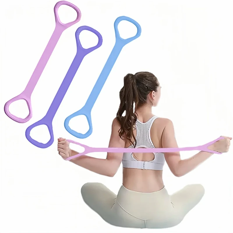 Nzwnxdtq Figure 8 Resistance Band With Handles, Elastic Bands for Working Out,Arm,Back,Shoulder Training Elastic Ropes,Exercise Equipment for Yoga, Pilates,Physical Therapy Stretching (3 Color)