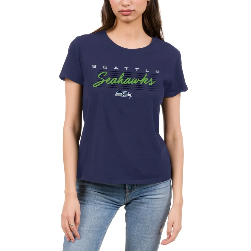 Seattle Seahawks Retro Script Lines - NBA Women's Short Sleeve Fan T-Shirt