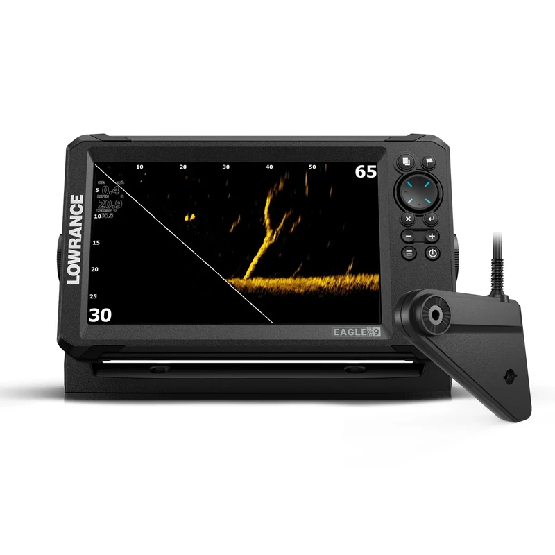 Lowrance Eagle Eye 9 Live Sonar FishFinder/Chartplotter with Transom-Mount Transducer and Preloaded C-MAP Inland Charts, 9-inch IPS Screen, Black, 000-16129-001