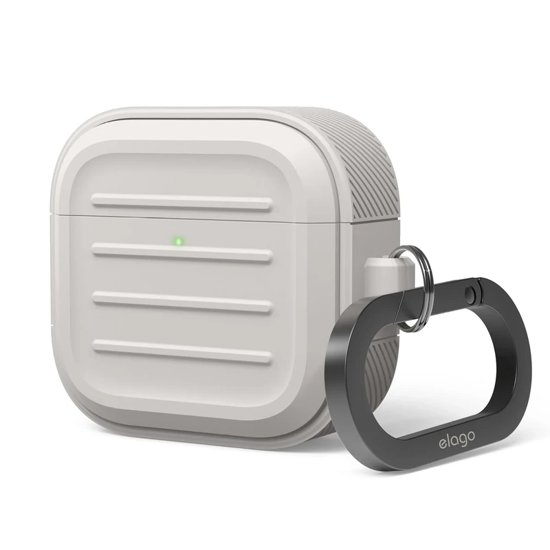 elago Armor Case for AirPods 4 - Stone, Carabiner, Wireless Charging