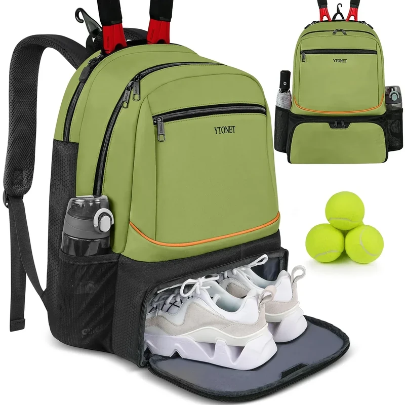 Ytonet Tennis Bag Tennis Backpack for Women Men 2 Rackets with Insulated Pocket Ventilated Shoe Compartment