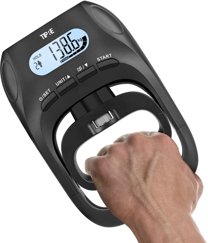 TIPRE 396lbs/180kg Grip Strength Tester, Hand grip Dynamometer, Digital Grip Strength Tester with LCD Display, Adjustable Hand Grip Training Gauge, Hand Exercisers for Sports Home School Use - Black