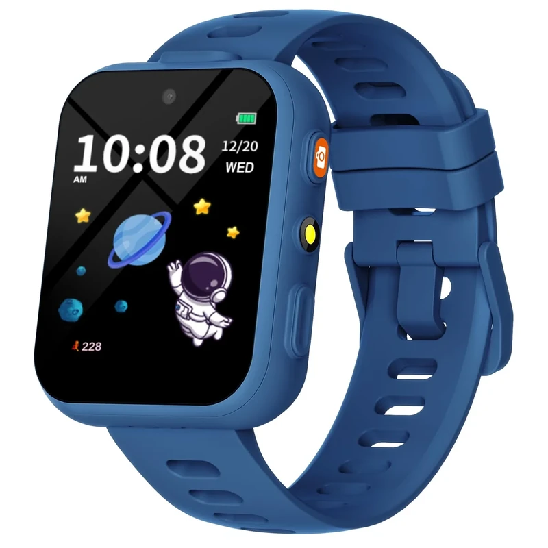 BIGGERFIVE Kids Smart Watch - Dual Cameras, 30 Games, Pedometer, Blue