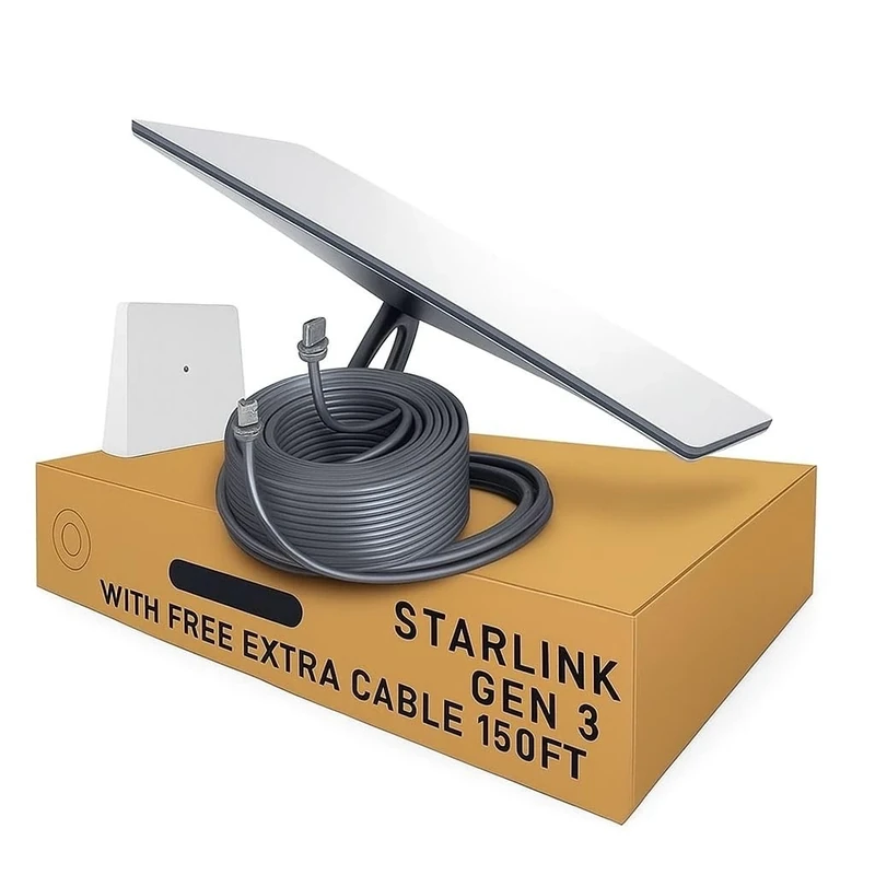 Starlink Gen 3 Standard Kit – Satellite Dish with Wi-Fi 6 Router – High-Speed, Low-Latency Internet for Rural Areas, Remote Homes, and Residential Use