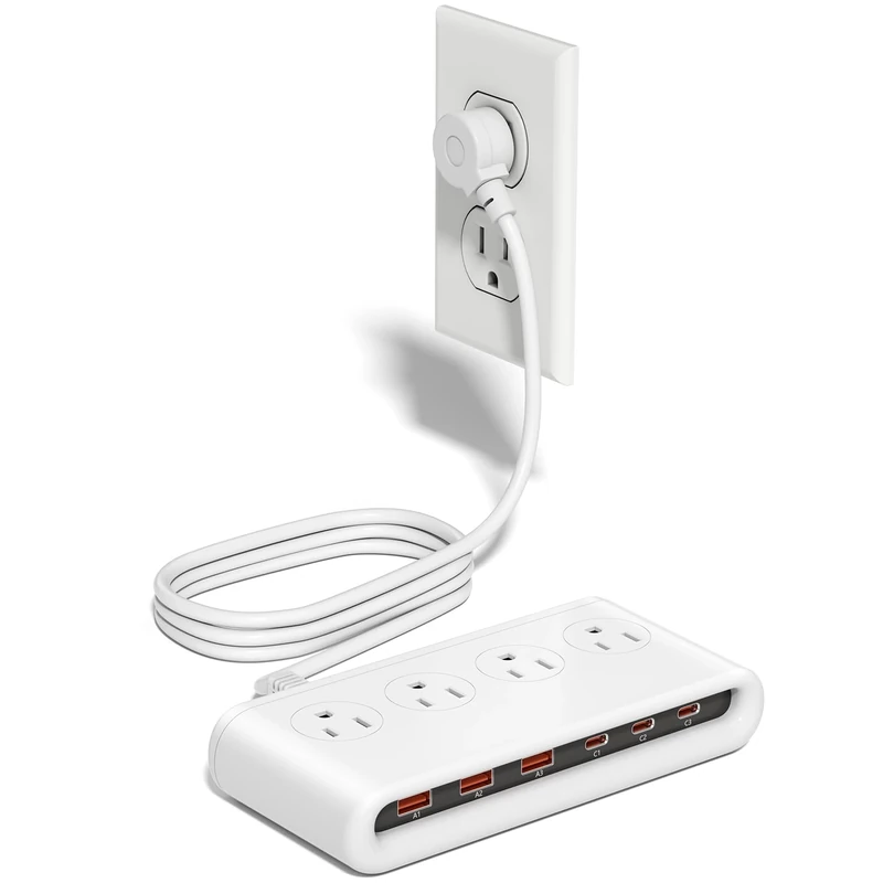 VPSUN 10-in-1 Power Strip - 4 AC, 3 USB-C, 3 USB-A, 5FT Cord PD20W