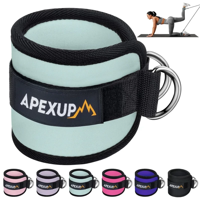 APEXUP Ankle Strap for Cable Machine, Ankle Resistance Bands, Cable Kick Back Ankle Straps for Gym, Glute Workouts, Leg Extensions, Adjustable Straps with Neoprene Padding (Single, Pastel Blue)
