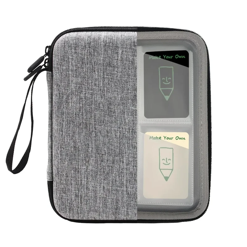 Card Case for Yoto cards 120 Pockets, Large Capacity Portable Folder with 2 Zipper and Carry Strap, Card Binder Holder with Sleeves for Travel (Grey)