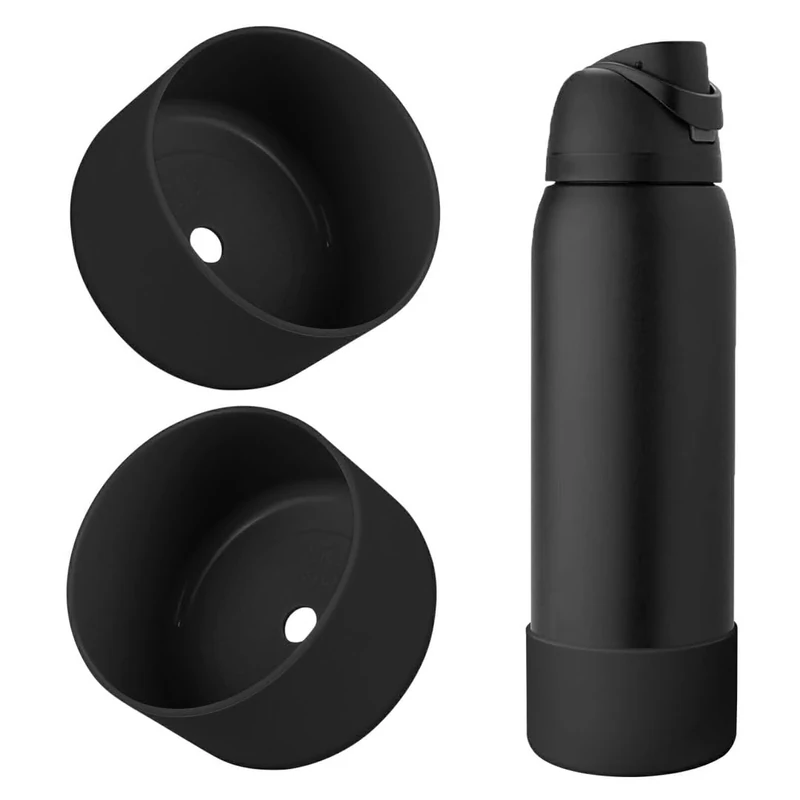 BKBY 2PCS Silicone Water Bottle Boot, Compatible with Owala 24oz 32oz 40oz, Protective Anti-Scratch & Anti-Dent No Noise Sleeve Cover for FreeSip/Twist/Flip Water Bottles (Very Very Dark, 40oz)