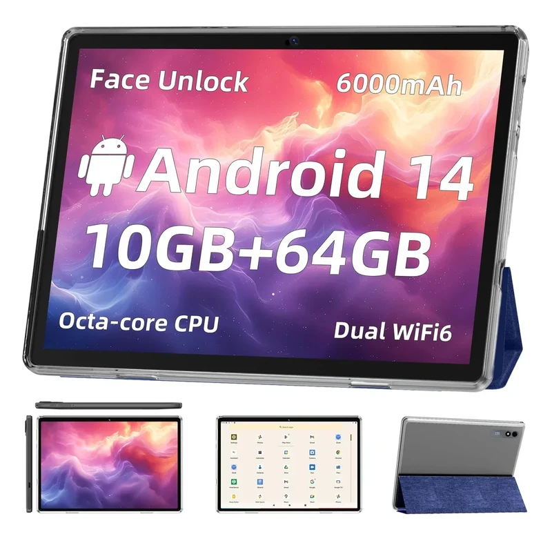 TUOHAITIME Android 14 10.1" Tablet - Octa-Core, 10GB, Wi-Fi6, 6000mAh