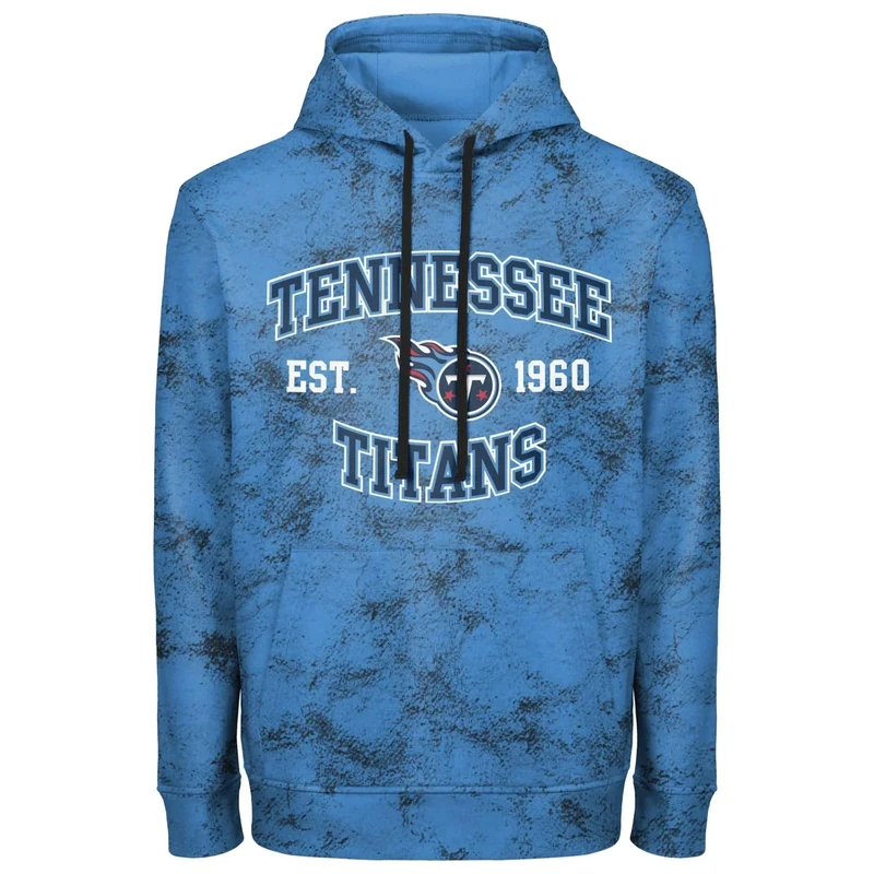 FOCO NFL Men's Officially Licensed Established Wordmark Camo Performance Throwback Team Color Pullover Sweatshirt Hoodie - Tennessee Titans - Blue - (XX-Large)