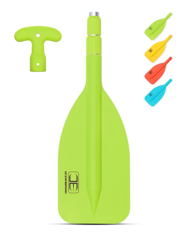 OCEANBROAD Telescoping Emergency Paddle 26''-54'' Collapsible Paddles Aluminium Shaft for Kayaking Boating Canoeing River Tubing, Green, 4 Paddles