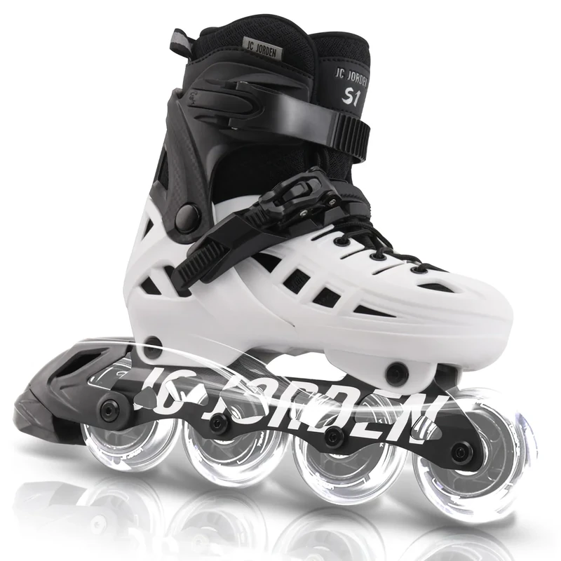 Inline Skates for Kids Girls and Boys, 4 Sizes Adjustable Roller Skates Blades with Full Light Up Wheels for Women Men, Durable Outer Shell, Roller Skates 4-12 Adults