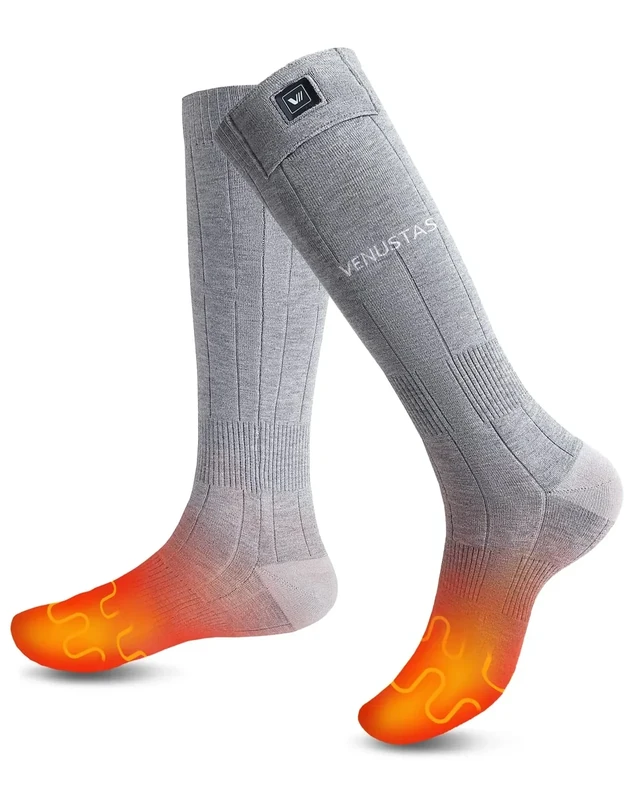 Venustas Heated Socks for Men Women, Rechargeable Electric Sock with Batteries, 3D Half-Sole Heating for Ski Hunting