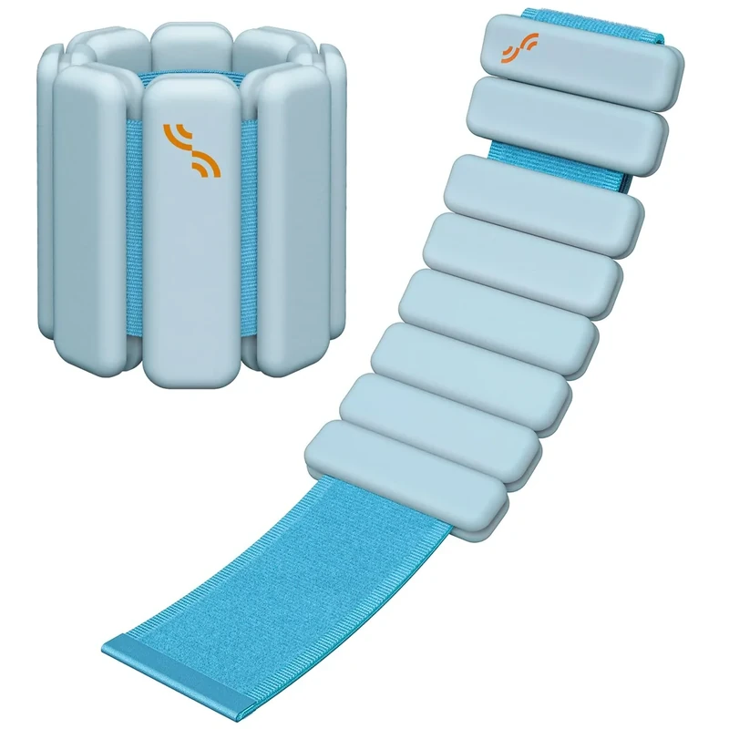 Sportneer Wrist & Ankle Weights for Women Men - 1 Pair (1 lb/2 lb Each) | Adjustable Weighted Bracelet Silicone Bangles for Yoga, Dance, Pilates, Cardio, Aerobics, Gym, Pool Exercises and Jogging (Blue Aura, 1 LB x 2)