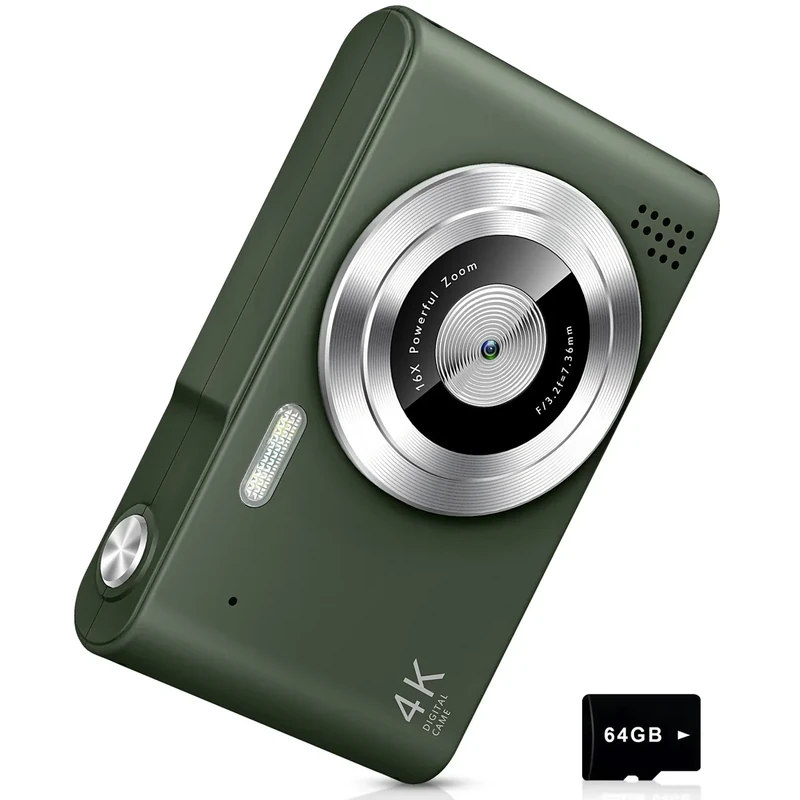 aycy 48MP 4K Kids Camera - 16X Zoom, 64GB SD Card, Anti-Shake