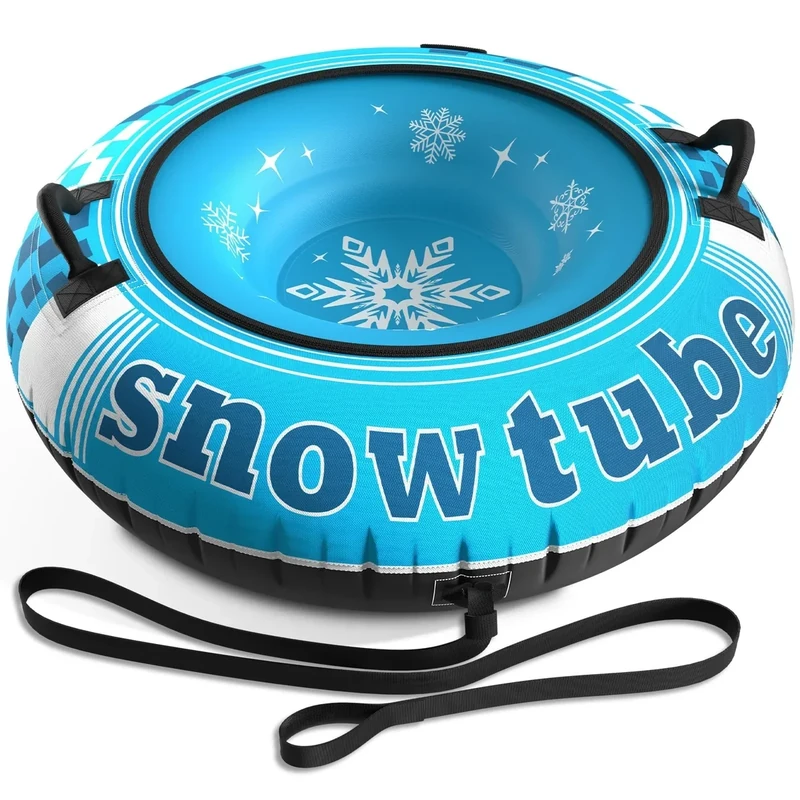 Jasonwell Inflatable Snow Tube Sled - 48" Heavy Duty Snow Tubes for Sledding with Premium Canvas Cover for Kids Adults Snow Toy Fun Winter Outdoor Toys Christmas Birthday Gift for Boys Girls Children