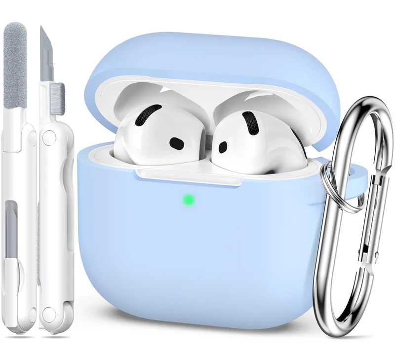 MHYALUDO AirPods 4 Case - Shockproof, Keychain & Kit, Sky Blue
