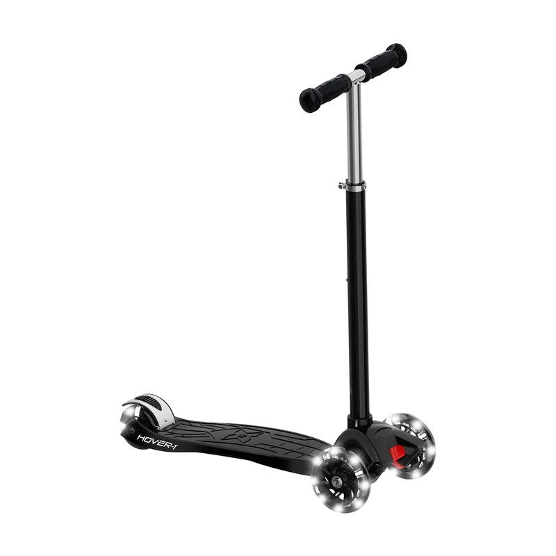 Hover-1 Sunbeam Kick Scooter with Multicolor Wheel Lights, 4.5” Front Wheels, Rear Foot Brake, and 110 Pound Weight Capacity, Black
