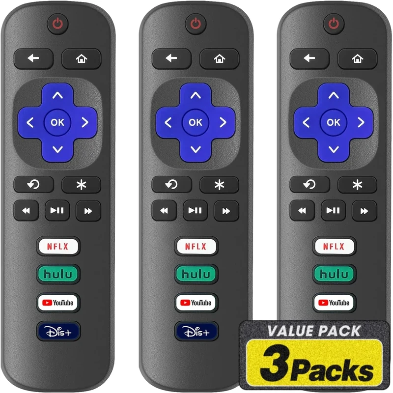 YesBes 3-Pack Roku TV Remote - TCL/Hisense/Sharp (Not Stick/Box)