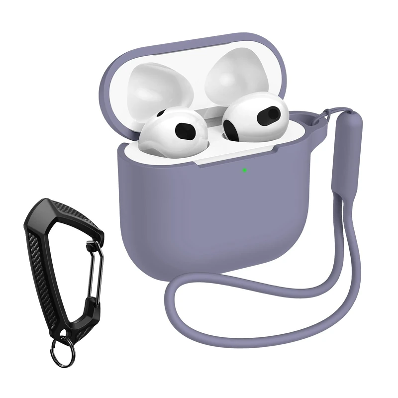 MILPROX AirPods 4 Case - Purple Silicone with Keychain & Strap