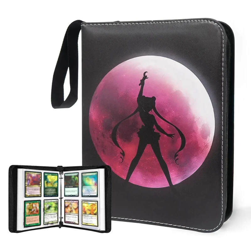 Trading Card Binder,4 Pocket with 60 Sleeves up to 480 Cards Card Binder,Portable Waterproof Card Storage Book with Sleeves,One Piece Anime for Card Display Case