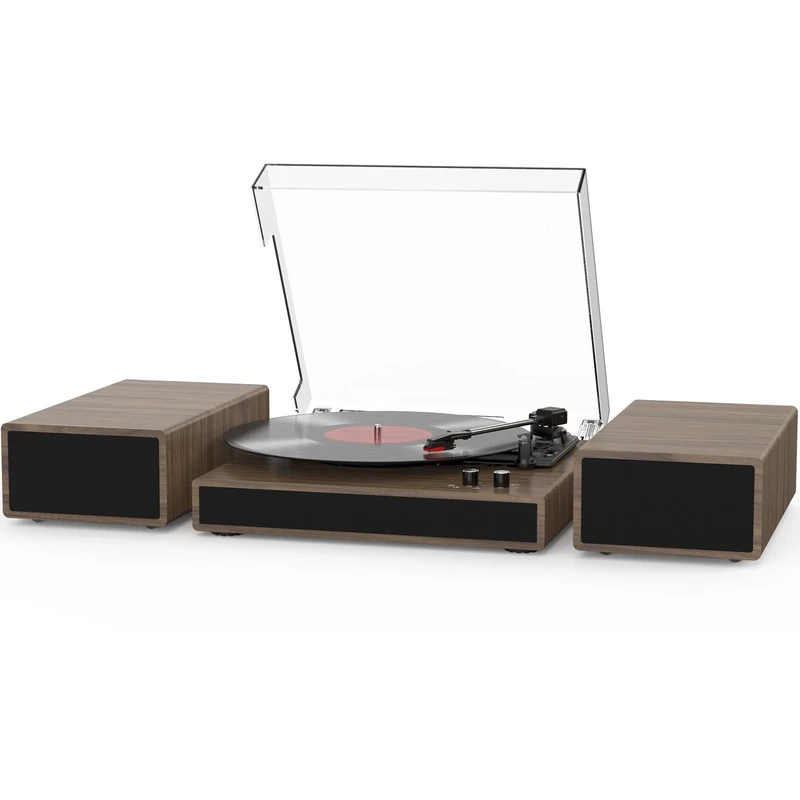 RetroAudio Vinyl Turntable - Speakers, Bluetooth, Belt Drive 3-Speed