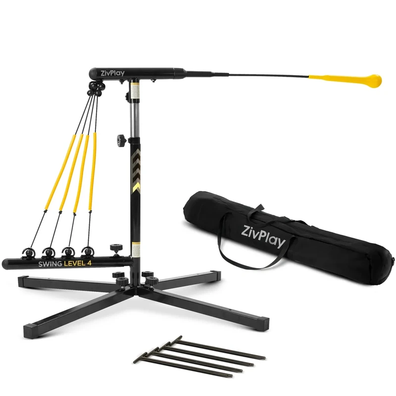 ZivPlay Baseball Hitting Trainer Baseball Swing Trainer Softball and Baseball Training Equipment for Batting Practice with Height and Speed Adjustment