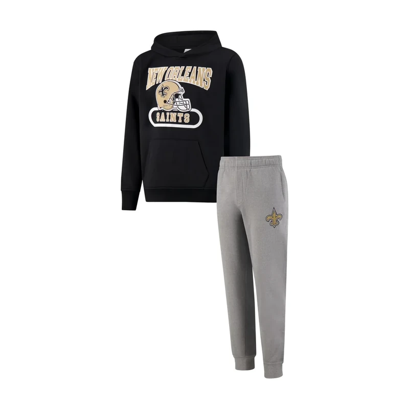 Ultra Game NFL Official Youth Super Soft Jogger & Hoodie Sweatshirt Set, New Orleans Saints, Team Color, 18-20