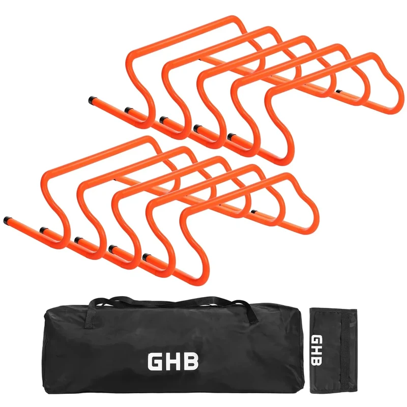 GHB 10 Pack 8" Agility Hurdles Speed Agility Training Hurdles, Detachable Sturdy Hurdles Training Equipment Set with Carry Bag for Kids,Athletes,Soccer,Basketball