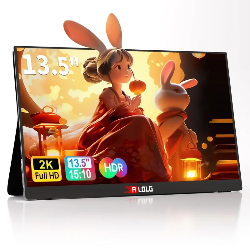 13.5''Portable Monitor for latop ,2K FHD 60HZ Laptop Monitor Screen,USB-C and HDMI Inputs, Ultra-Slim IPS Panel with HDR and Premium Smart Cover & Speakers for Laptop,PC,Phone,PS4/5,Switch,Mac,Xbox