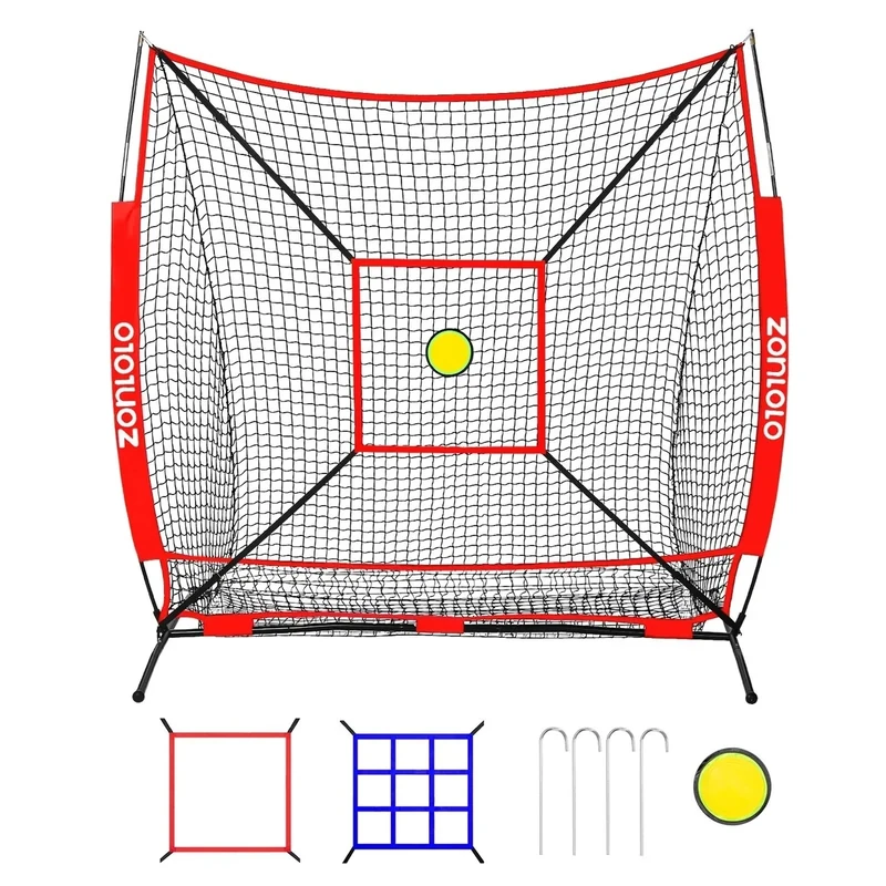 Zonlolo 6 x 6 FT Baseball Net with 3 Diffferent Targets, Portable Practice Net for Batting，Hitting，Pitching and Throwing,Compact Package with Small Carrying Bag，Great for Kids !
