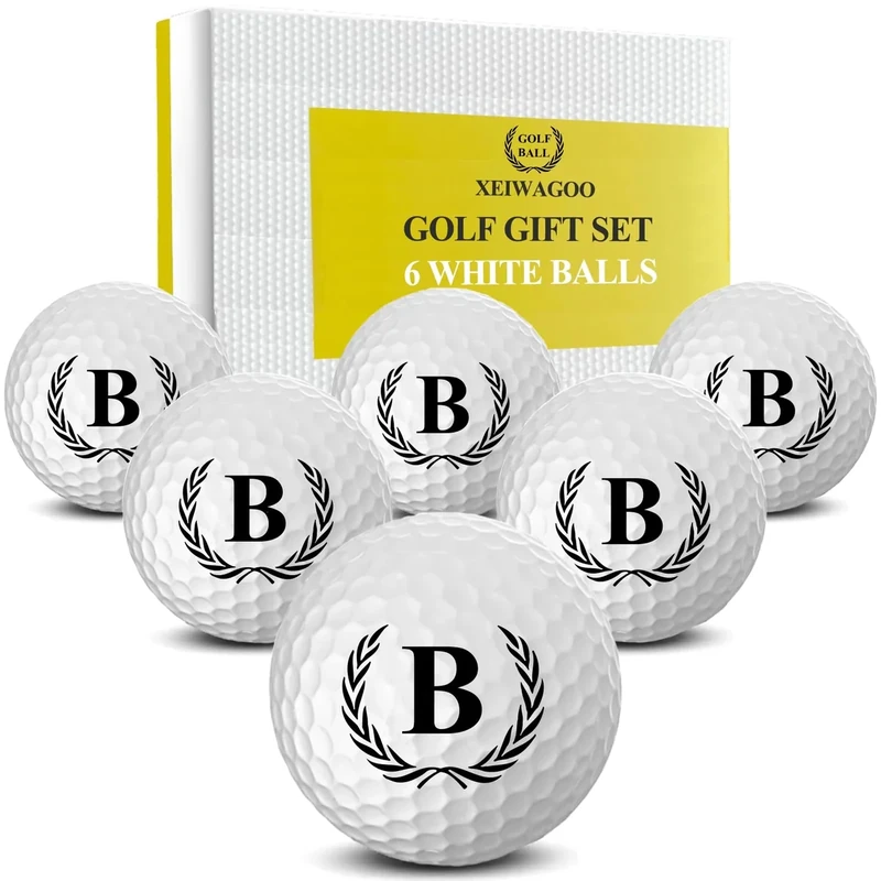 Xeiwagoo Golf Gifts for Men - Unique Initial on Balls, Personalized Gifts for Dad, Mom, and Golfers (6 Balls, B)