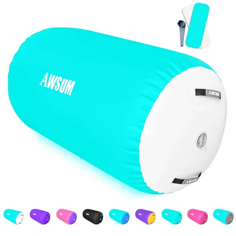 AWSUM 1 PCS Gymnastics Barrel Air Roller Inflatable Tumbling Mat Back Handspring Trainer for Octagon Mat Gym Gymnastics Equipment，No Electric Pump