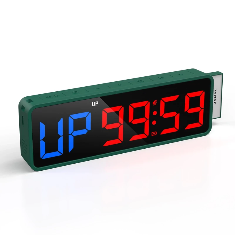 ANJANK Small Portable Gym Timer Clock, Stopwatch, Workout Interval Timer with Long-Lasting Battery, Strong Magnet, Remote Control, Count Down/UP, Digital Timer for Crossfit/Exercise