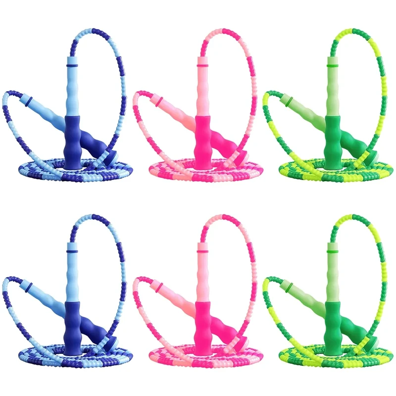 GRAWUN Jump Rope For Kids, 6Pcs Soft Beaded Jump Ropes, Adjustable Length Tangle-Free Segmented Soft Beaded Skipping Rope，for Women, Men and Kids Keeping Fit, Workout and Weight Loss