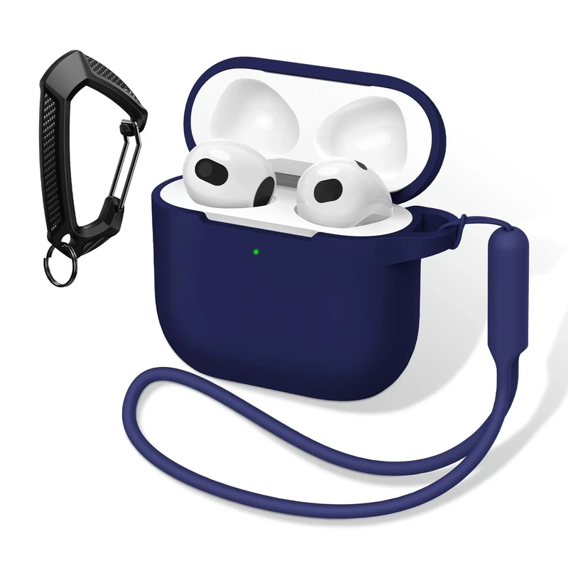 Zelaxy Blue Case for AirPods 4 - Shockproof, LED, Buckle & Strap