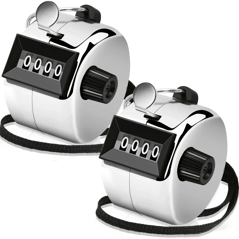 Decymis 2 Pack Clicker Counter, Metal Hand Tally Counter Clicker, 4 Digit Mechanical Palm Click Counter for Counting Numbers, Coaching, Sports Events Count