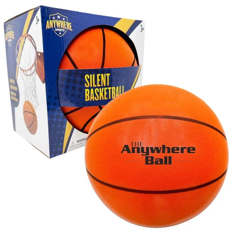 Anywhere Sports Silent Basketball | Foam Basketball Dribbling Indoor | Grooved Airless Ball | Soft Non-Deforming Bounce for Indoor Play and Training