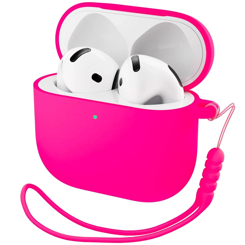 ORNARTO for AirPods 4 Case, Soft Silicone Full Protective Cover with LED Visible, Compatible with AirPods 4th Generation 2024 - Hot Pink