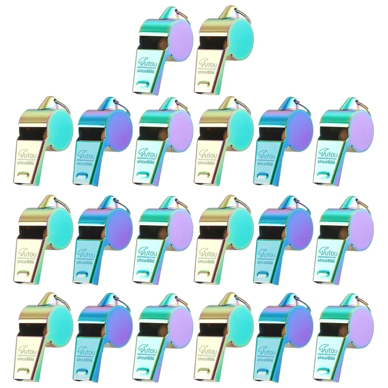 HUTOU Whistle Stainless Steel Coach Sports Whistle with Lanyard, Loud Crisp Sound Whistle Ideal for Coaches, Referees, and Official