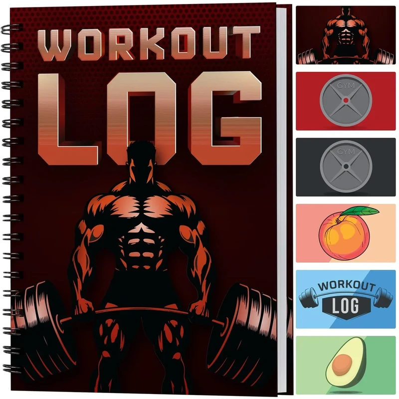 Workout Planner for Daily Fitness Tracking & Goals Setting - A5 Size, 6" x 8", Power Red - Improved Thicker Cover - Men & Women Personal Home & Gym Training Diary - Log Book - by Workout Log Gym